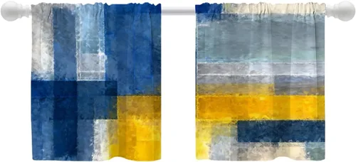 Miniatura 20 de Shrahala Cortinas de nivel de chakras con mandala beige para ventanas de cocina, paneles de cortina de ventana de mandala multicapa de poliéster