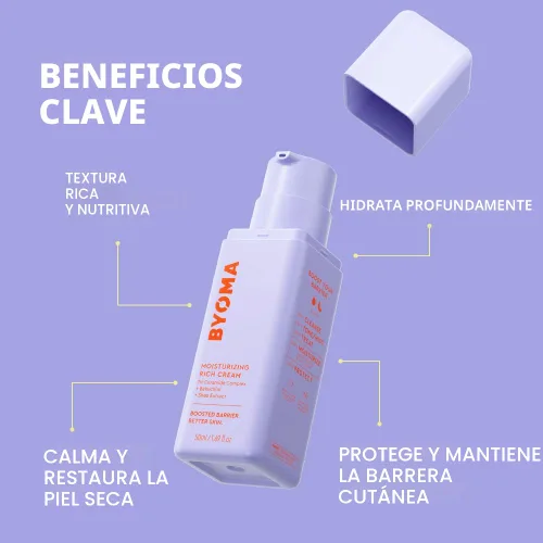 Miniatura 4 de BYOMA Crema Hidratante Rica - Loción Facial de Reparación de Barrera con Bakuchiol y Extracto de Karité - Hidratante Facial con Ceramidas para Piel