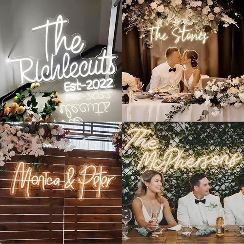 Miniatura 3 de HDJSIGN Letrero de neón personalizado para decoración de pared, letreros de luz de neón LED personalizables, luces de boda, dormitorio, hogar, sala