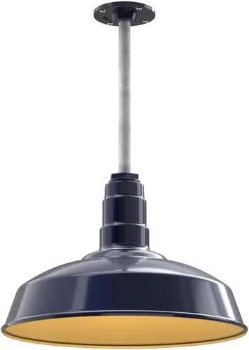 Miniatura 24 de Steel Lighting Co. Carson Barn Light Colgante montado en el techo Cúpula de 16 pulgadas Cable negro Luz de acero de estilo industrial