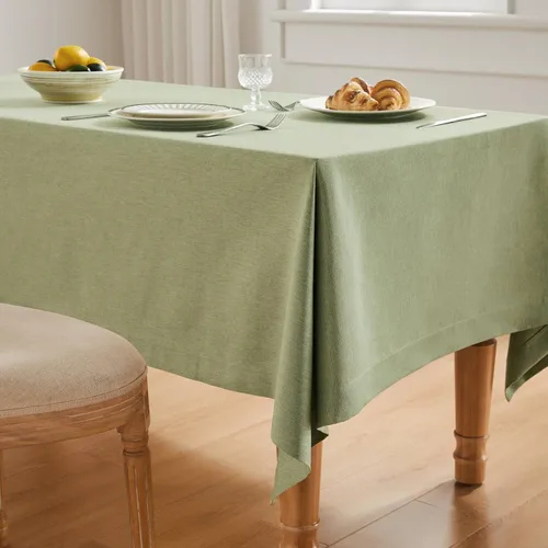Miniatura 4 de ZeeMart Mantel básico de lino texturizado, 60 x 104 pulgadas, verde salvia, mantel rectangular de estilo granja, resistente a las arrugas, lavable
