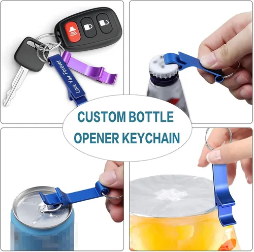 Miniatura 6 de Llavero personalizado para abrebotellas a granel para hombres grabado con logotipo, texto de metal para abrebotellas de cerveza, regalos de boda