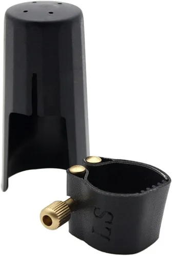 Miniatura 9 de Andoer cierre de ligadura duradero compacto de piel artificial para saxofón alto, boquilla de caucho