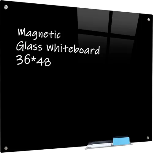 Miniatura 7 de Pizarra blanca magnética de cristal, 24 x 36 pulgadas, sin marco, pizarra blanca de borrado en seco, superficie montada en la pared para oficina