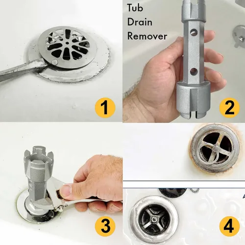 Miniatura 4 de Llave desagüe de bañera Hanpex - De doble extremo para desagües de baño y ducha, espárragos de inodoro - Aluminio resistente