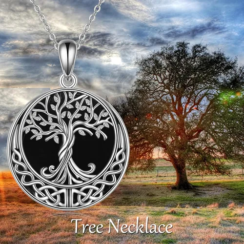 Miniatura 91 de ONEFINITY Collar de plata de ley 925 con diseño de árbol de la vida con colgante de nudo celta de concha de abulón para mujer