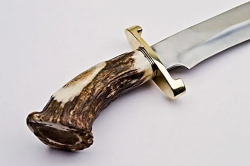 Miniatura 7 de Cuchillo de caza hecho a mano de acero D2 cuchillo de supervivencia con mango de asta de ciervo (S-963)