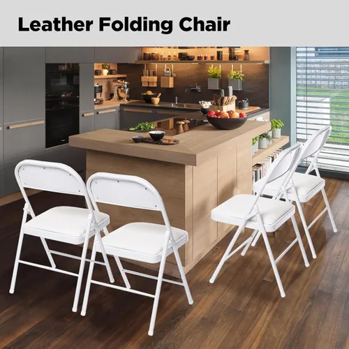 Miniatura 4 de Paquete de 6 sillas plegables con asientos acolchados, silla plegable acolchada con marco de acero para eventos, oficina en casa, silla plegable