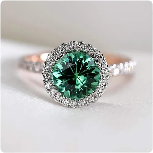 Miniatura 2 de Anillos de compromiso con piedra natal, zafiro y esmeralda, para mujer, aniversario chapado en oro de 14 quilates, anillos de promesa de plata 925