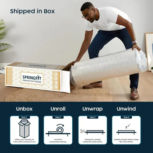 Miniatura 6 de Springfit Colchón de espuma viscoelástica de tamaño individual de 10 pulgadas con tela de punto transpirable para mayor comodidad y alivio