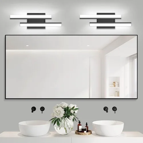 Miniatura 11 de Barra de luz LED para tocador de baño de 18 pulgadas, accesorio de iluminación sobre espejo de 18 W, 5000 K, barra de luz negra para tocador