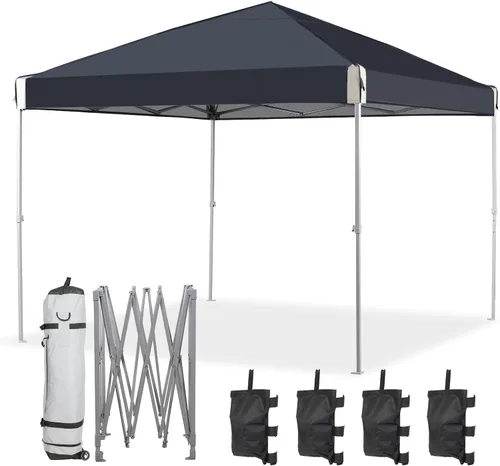 Miniatura 14 de Aoodor Tienda de campaña desplegable de 10 x 10 pies, tela Oxford 210D resistente al agua, sombra instantánea portátil, fácil montaje, kiosco