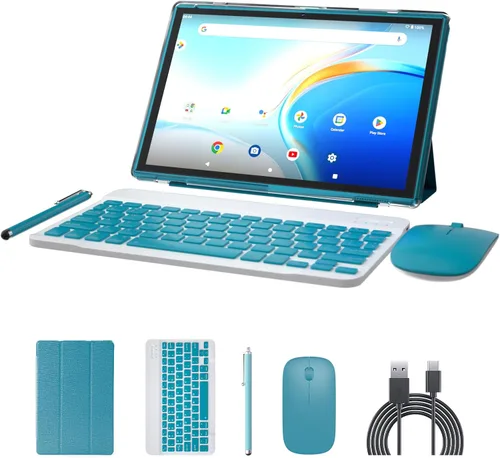 Miniatura 13 de Tableta 2 en 1 con Android 15 de 10 pulgadas, tabletas con teclado y ratón, lápiz capacitivo, 8 GB de RAM 32 GB ROM soporta expansión de 1 TB 2 MP+8