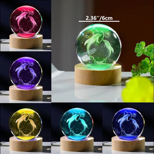Miniatura 3 de Regalos de Delfín 3D para Mujeres - Figuras de Delfín de Cristales de 60mm Decoración de Animales de Vidrio - Recuerdo de Cumpleaños Pisapapeles