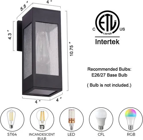 Miniatura 3 de Cerdeco Lámpara de pared para exteriores de 10.75 pulgadas, moderno aplique de pared para exteriores, aplique de aluminio negro para porche