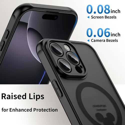 Miniatura 3 de Funda para iPhone 16 Pro Max [Compatible con MagSafe], diseño bonito, magnético, negro translúcido, mate, con borde de TPU suave y parte trasera