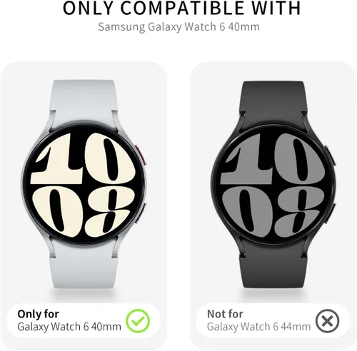 Miniatura 6 de Pack de 12 fundas para Samsung Galaxy Watch 6 de 40 mm, protector de pantalla con cubierta de policarbonato duro y película protectora de vidrio