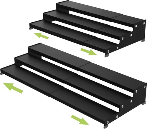 Miniatura 10 de Jojocross Organizador de especias para gabinete, almacenamiento de especias expandible de 3 niveles, ideal para armarios de cocina, armario, Blanco
