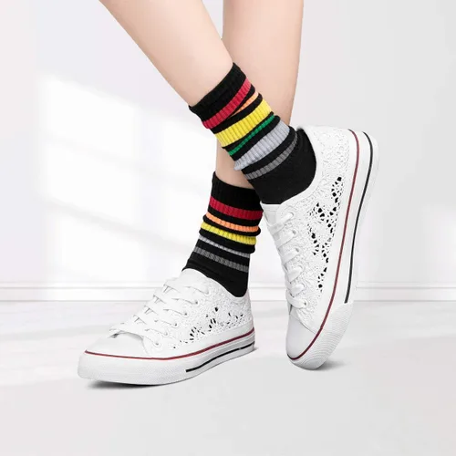 Miniatura 7 de ZGR - Tenis de lona para mujer a la moda con empeine de malla de punto y corte bajo de estilo casual