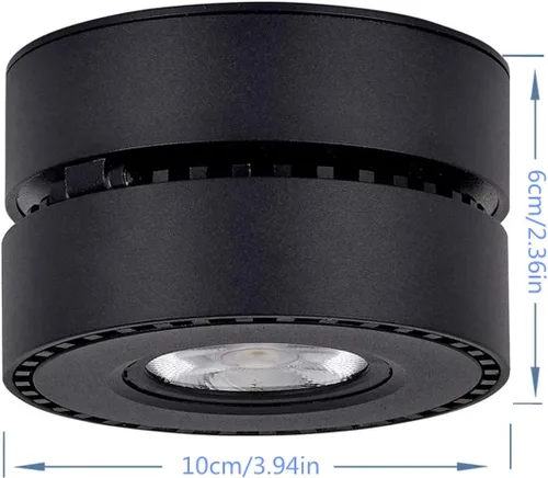 Miniatura 3 de Foco de techo LED regulable – 360° ajustable en superficie de atenuación de 12 W COB iluminación de techo interior Downlight de pared de aluminio