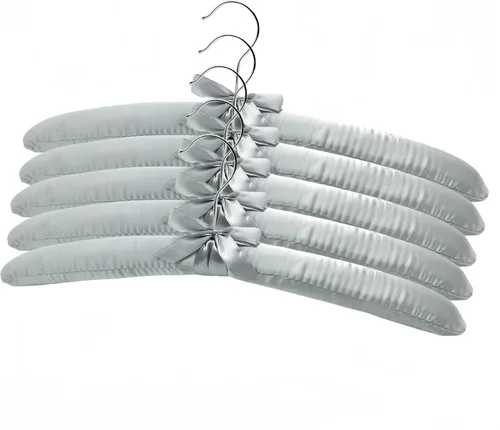 Miniatura 7 de Paquete de 10 perchas acolchadas de satén para ropa de mujer, perchas antideslizantes de tela de esponja para ropa, percheros para suéter, abrigo