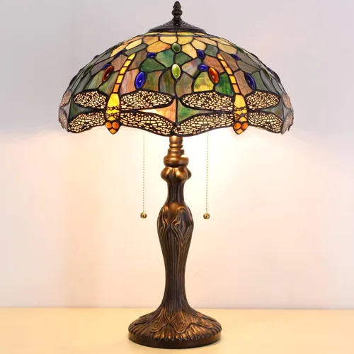 Miniatura 3 de Lámpara de mesa Tiffany de vidrio teñido 16X16X24 Pulgadas Luz de lectura antigua (Mariposa amarilla ámbar) Antique Reading Light