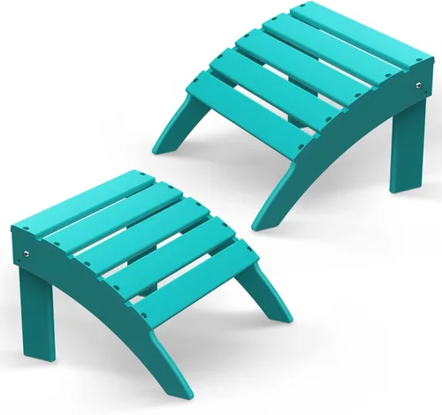 Miniatura 29 de Briopaws Otomana Adirondack plegable, silla Adirondack de polietileno de alta densidad resistente a la intemperie, reposapiés de plástico para Blanco