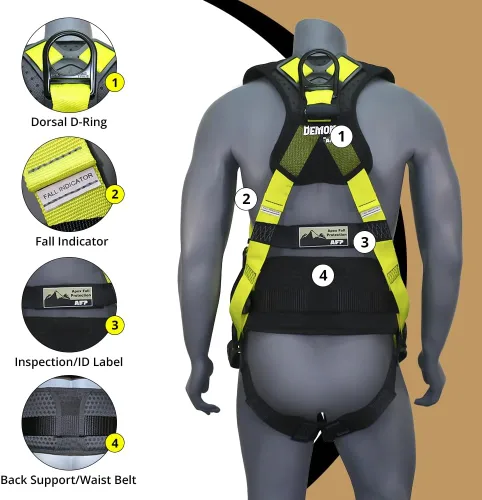Miniatura 33 de Kit de arnés de protección contra caídas cómodo AFP Demon – Arnés de seguridad de cuerpo completo OSHA/ANSI PPE para trabajo de construcción