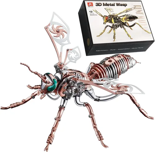 Miniatura 11 de Rompecabezas de metal 3D para adultos, kits de modelos: bricolaje para construir avispas mecánicas de metal, juguete de acero rompecabezas de acero