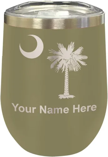 Miniatura 9 de LaserGram Vaso de vino de acero inoxidable de doble pared, bandera de Carolina del Sur, grabado personalizado incluido (rosa)
