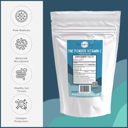 Miniatura 5 de Vitamina C en polvo fino como ácido ascórbico, puro, sin azúcar ni transgénicos, 1000 mg de vitamina C por porción, 454 porciones por bolsa