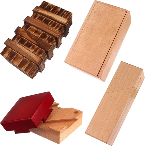 Miniatura 8 de Caja de rompecabezas de madera con compartimento oculto 3D, cajones mágicos, caja mágica secreta, caja de madera para rompecabezas, caja de 3 piezas