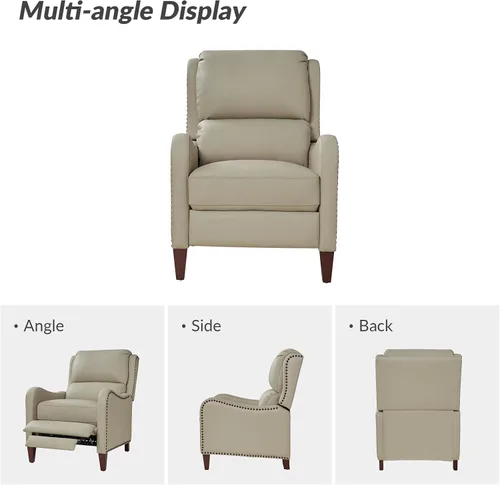Miniatura 10 de HULALA HOME Silla Reclinable de Cuero Genuino, Sillón Reclinable Moderno de Empuje hacia Atrás con Asiento Grueso, Respaldo y Reposapiés, Decoración