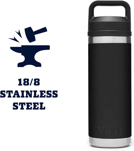 Miniatura 6 de YETI Rambler Botella de 18 oz, aislada al vacío, de acero inoxidable con tapa Chug, negro