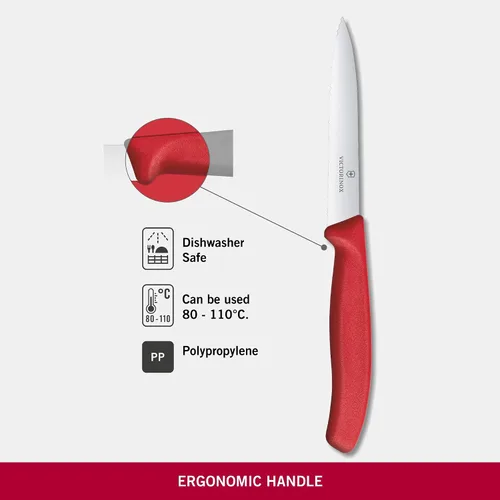 Miniatura 3 de Victorinox VIC-6.7731 Swiss Classic Paring Hoja de punta de lanza dentada de 4 pulgadas de ancho en el mango rojo