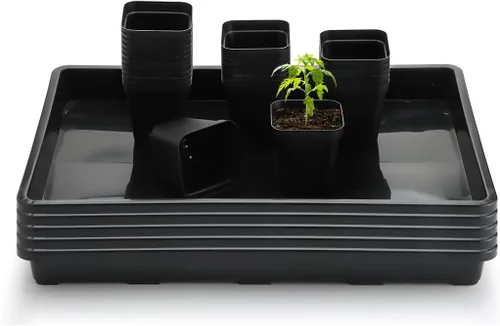 Miniatura 8 de RooTrimmer Macetas cuadradas de 3.5 pulgadas (3.5 in), 60 piezas, bandejas resistentes para plántulas, 5 piezas, bandeja de germinación