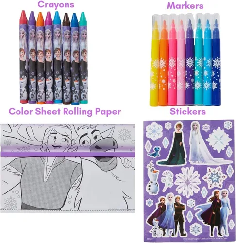 Miniatura 2 de Innovative Designs - Set de escritorio de arte con rodillos Disney Frozen para niñas y niños, actividad de colorear para viajar, con crayones