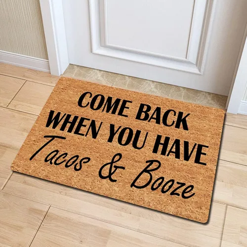 Miniatura 2 de Divertidas alfombras de entrada de bienvenida con parte trasera de goma (15.9 x 23.7 pulgadas) Come Back When You Have Tacos And Booze divertido