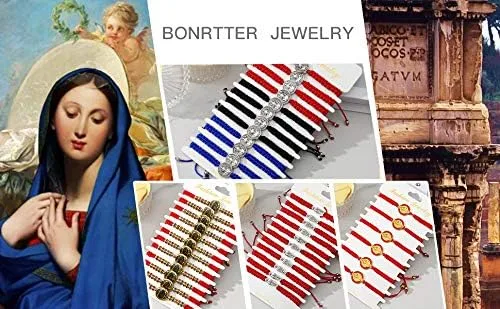 Miniatura 7 de 612 pulseras de la Virgen María San Benito San Juda rosario hechas a mano nudo rojo pulsera de la suerte para hombres o mujeres como regalo y se