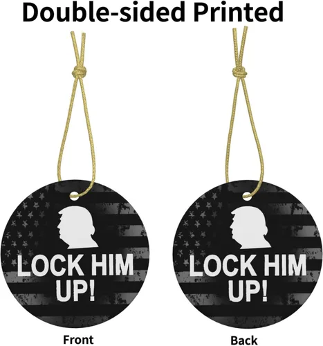 Miniatura 2 de Lock Him Up Anti Donald Trump Adornos de cerámica Decoración colgante personalizado Adorno colgante de Navidad para decoración del hogar