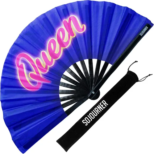 Miniatura 89 de SoJourner Bags Rave Fan – Ventilador plegable grande – Ventilador de mano Clack para raves, Halloween, Burlesque, trajes de arcoíris para mujeres