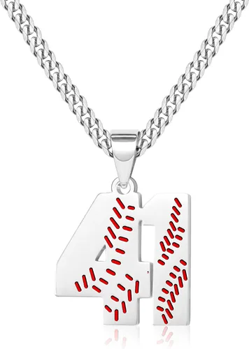 Miniatura 73 de Btysun Collares de béisbol de béisbol número 0-99 dijes de acero inoxidable para hombres, regalos de béisbol, papá, marido, regalo de Navidad