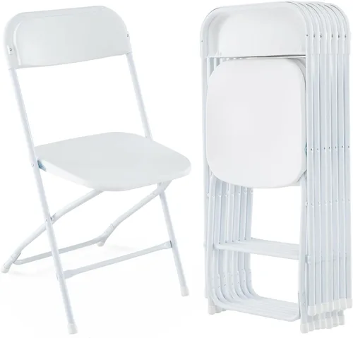 Miniatura 10 de Giantex Silla plegable con asiento y respaldo de plástico, marco de metal resistente, capacidad estática de 770 libras, asiento comercial