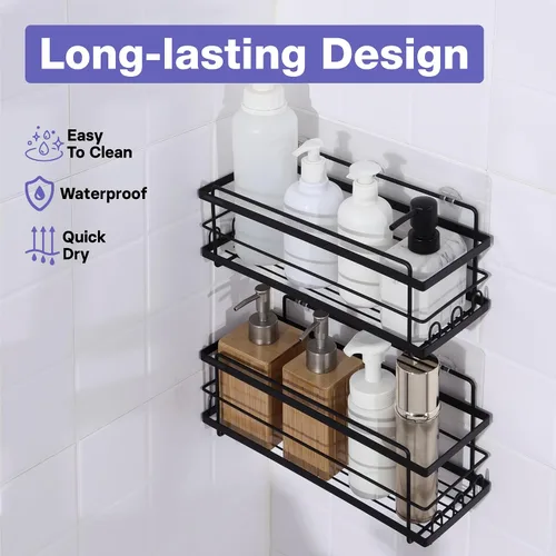 Miniatura 5 de KINCMAX Organizadores de Ducha de Hierro - Estantes de Baño Autoadhesivos para Duchas - Estante Organizador de Champú para Pared - Organizador