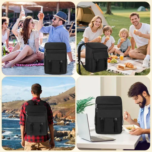 Miniatura 6 de Mochila enfriadora, 30 latas, mochila de almuerzo aislada para hombres y mujeres, bolsa térmica portátil a prueba de fugas para el trabajo, oficina
