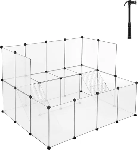 Miniatura 12 de SONGMICS ULPI012BH01 - Jaula para conejillos de indias, jaula para conejos, corralito de animales pequeños con alfombrilla impermeable, puerta