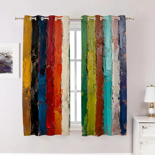 Miniatura 35 de Cortinas opacas de poliéster multicapa para cafetería, con diseño de diamantes, 2 unidades, 26 x 24 pulgadas