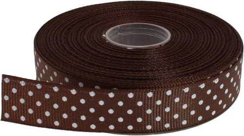 Miniatura 10 de Cinta de grogrén de lunares de 25 yardas cada rollo 100% poliéster (1 pulgada, beige)