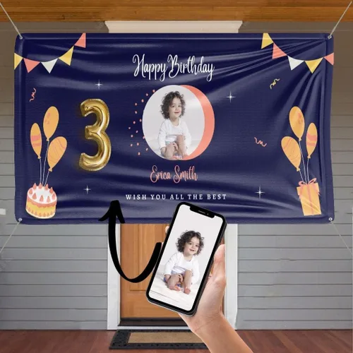 Miniatura 5 de NiceMemoryLLC - Cartel de vinilo personalizable con texto en inglés «Happy Birthday», telón de fondo de fiesta, regalo y decoración, de NiceMemoryLLC