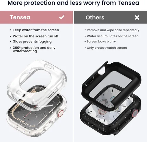 Miniatura 2 de Tensea - Funda protectora de pantalla impermeable para Apple Watch (2 en 1) para Apple Watch Serie SE 7, 5, 4, accesorios de 41 mm, iWatch protector